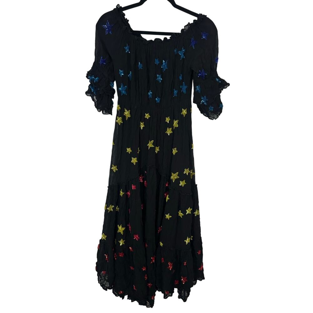 Rococo Sand Etoile Sequin Star Maxi Dress Stars in Her Eyes Anthropologie - Sz S - Picture 4 of 8